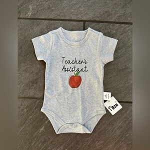 Gray Baby Onesie with Apple Print